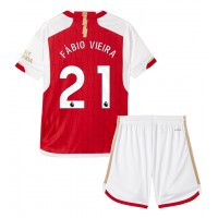Camisa de Futebol Arsenal Fabio Vieira #21 Equipamento Principal Infantil 2023-24 Manga Curta (+ Calças curtas)